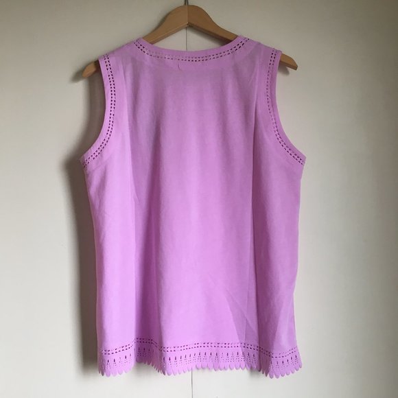 Lilac Die Cut Hem Floral Embroidered Tank Top - Picture 2 of 14